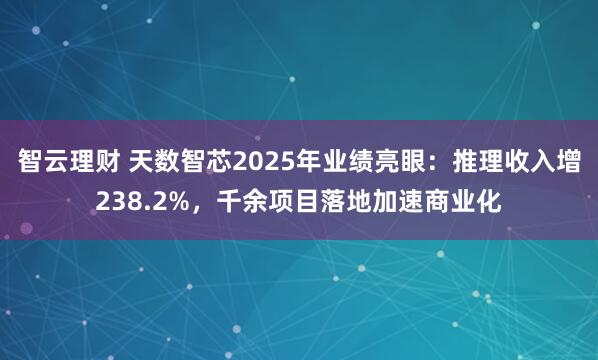 智云理财 天数智芯2025年业绩亮眼：推理收入增238.2%，千余项目落地加速商业化