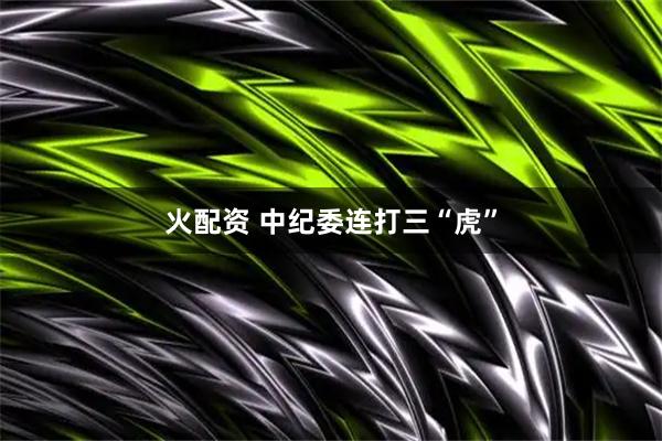 火配资 中纪委连打三“虎”